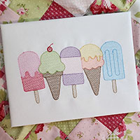 Popsicle and Ice Cream Machine Embroidery Design